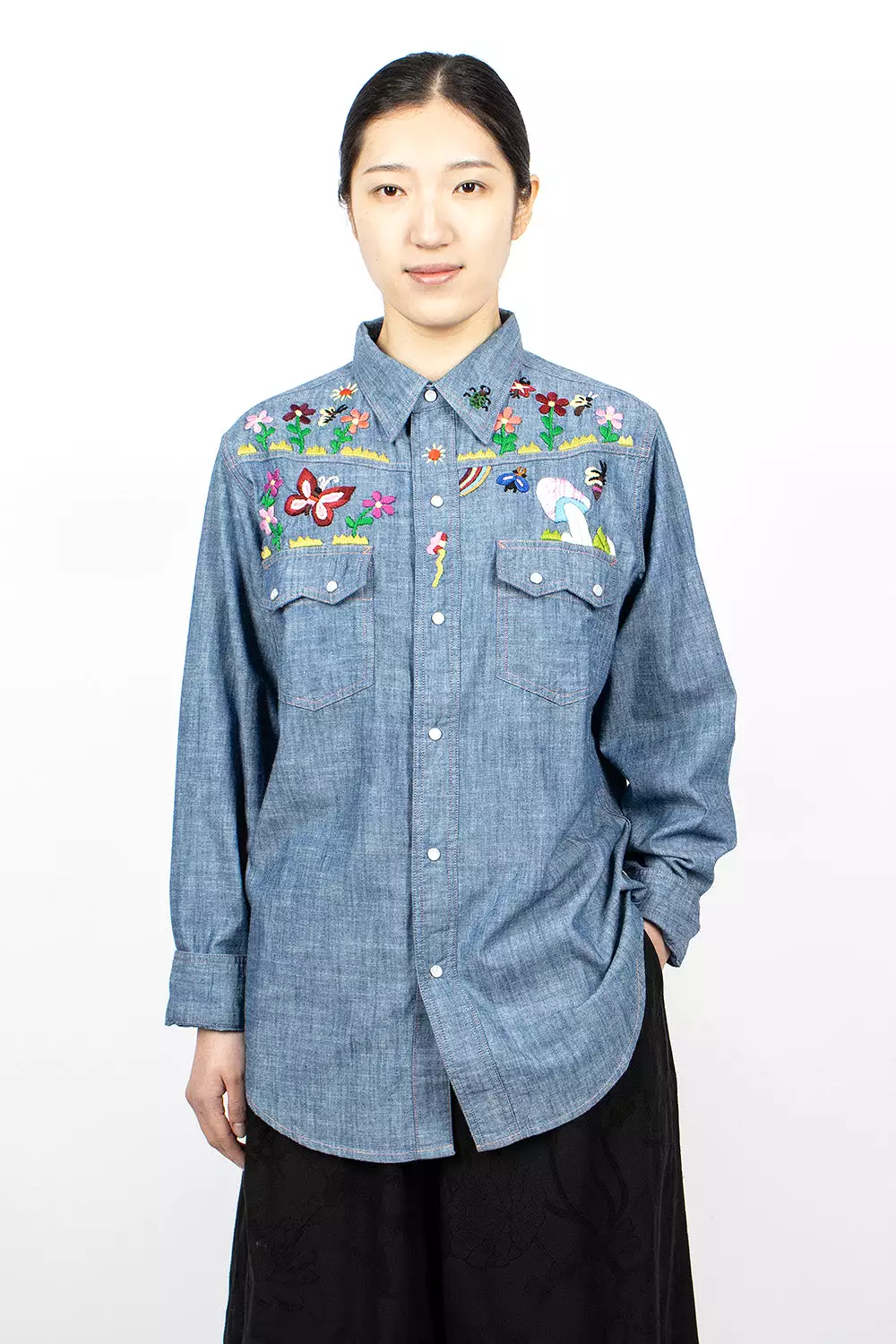 Western Shirt Chambray Embroidery for Sale