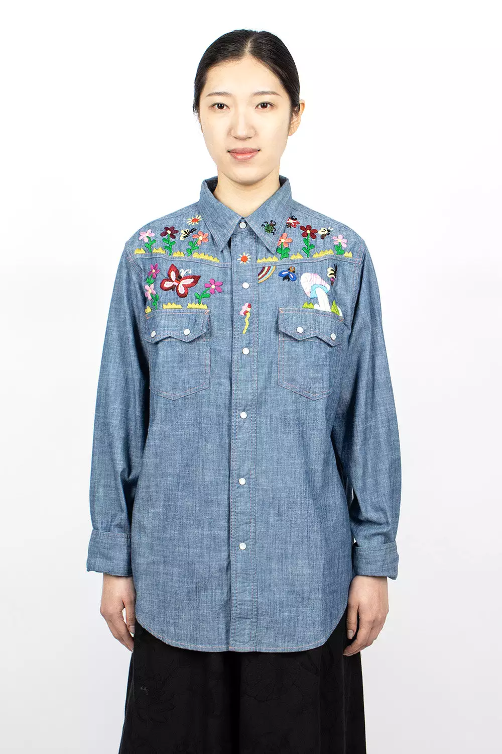 Western Shirt Chambray Embroidery for Sale