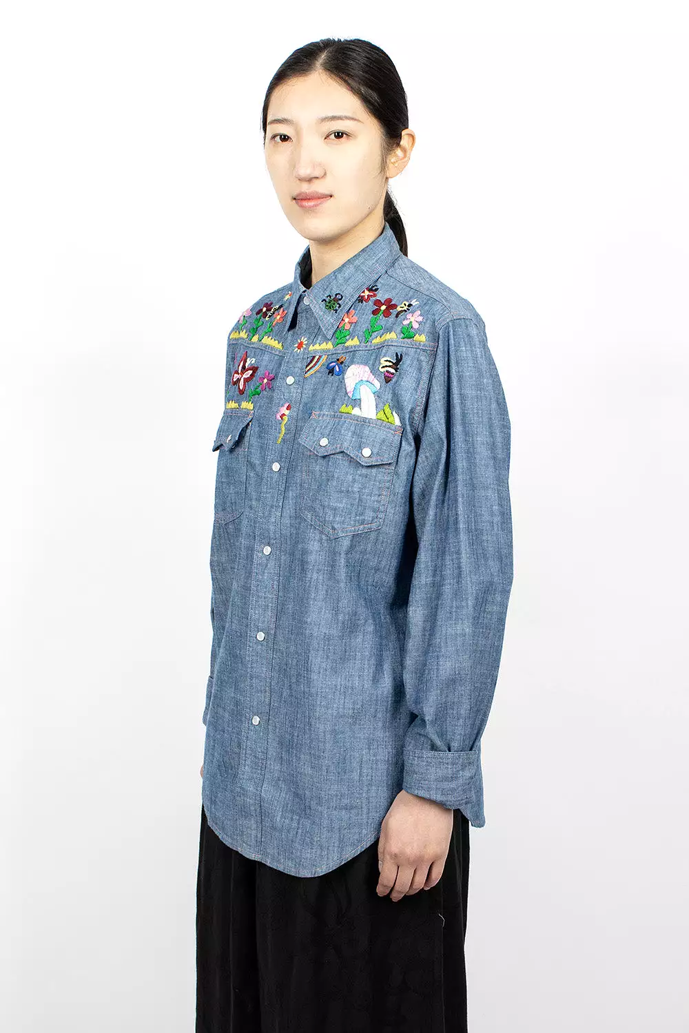 Western Shirt Chambray Embroidery for Sale