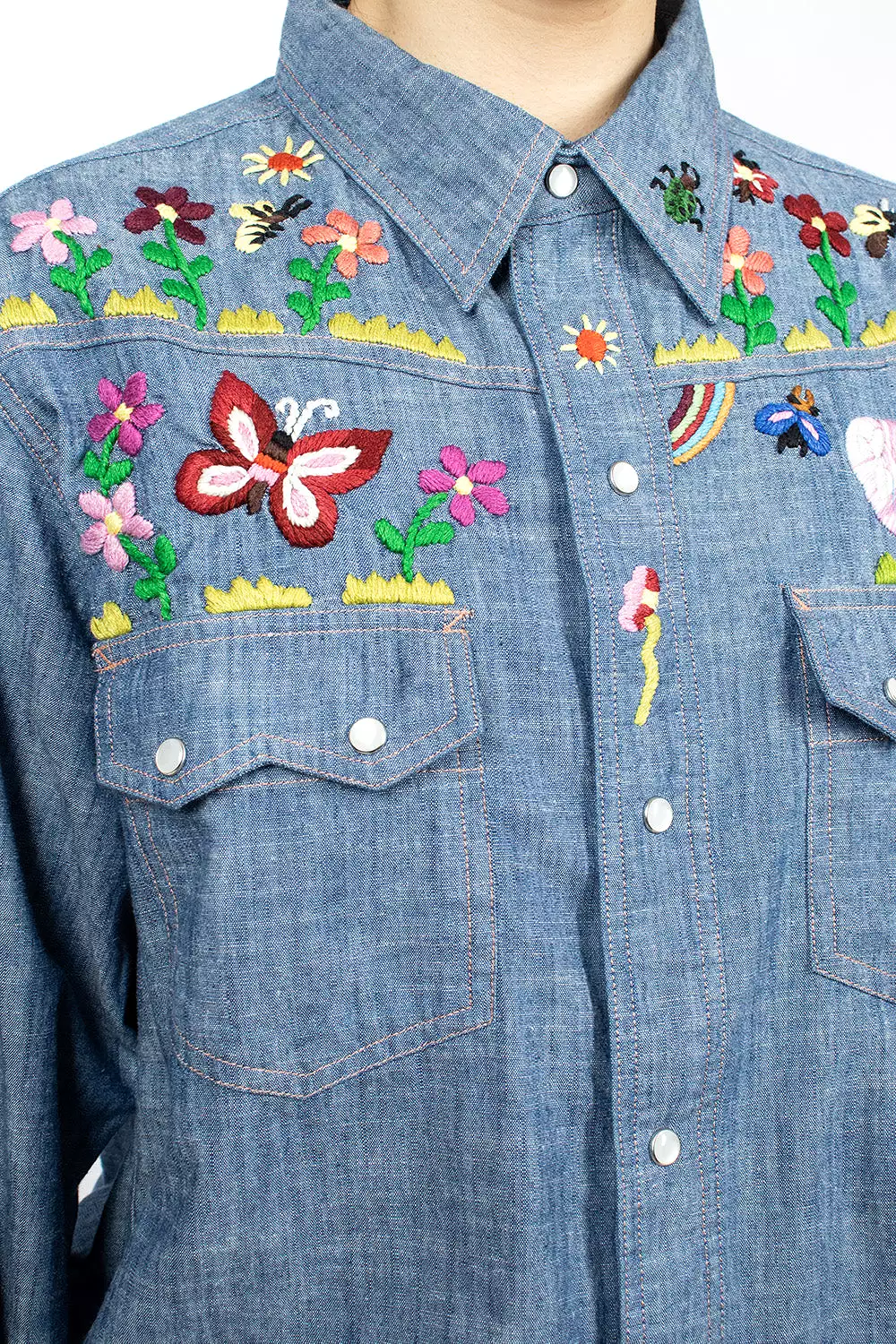 Western Shirt Chambray Embroidery for Sale