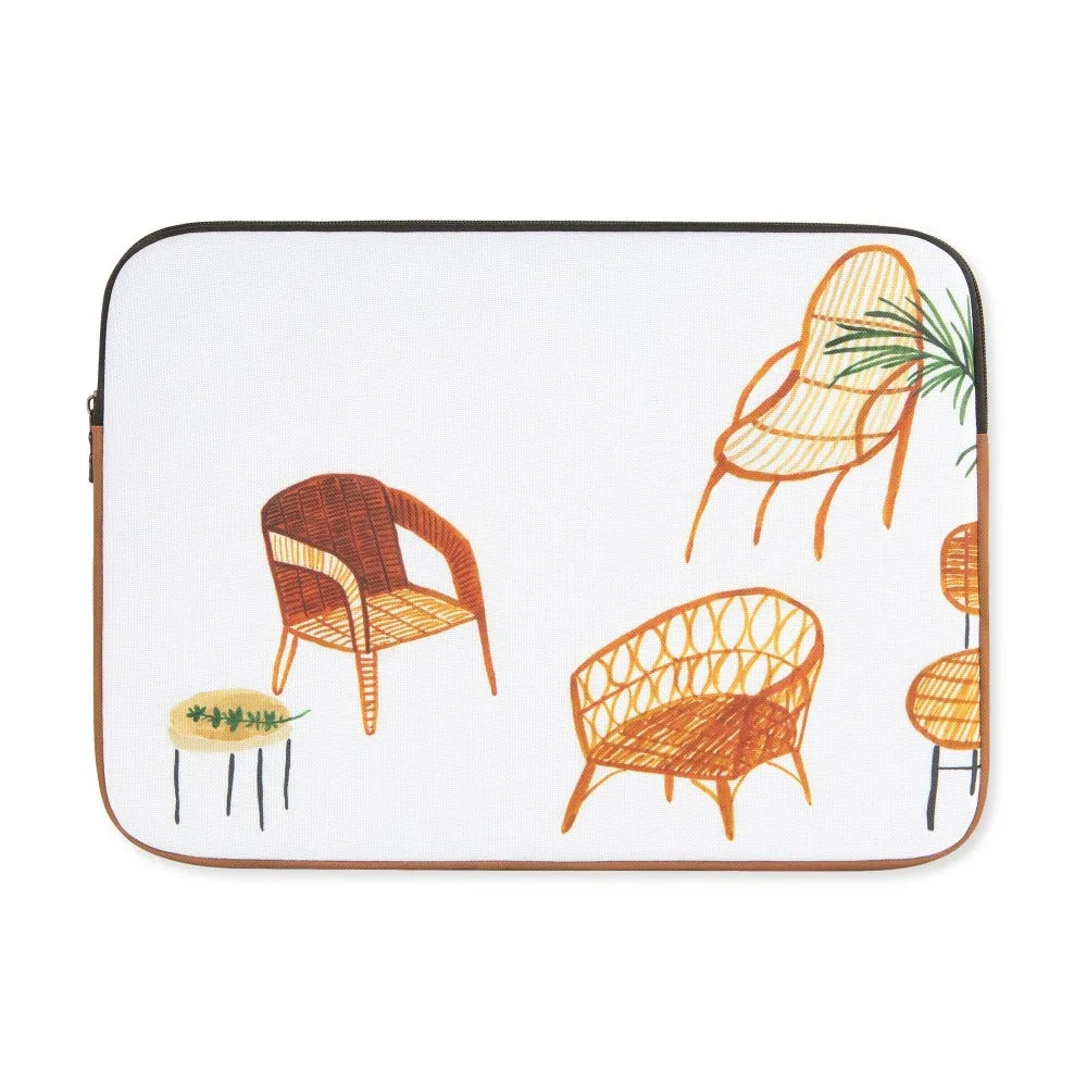 White Beige Chair Graphic Laptop Sleeves - Protective Covers for 13 and 15 Inch Cases - Handbags and Square Pouches with Designe