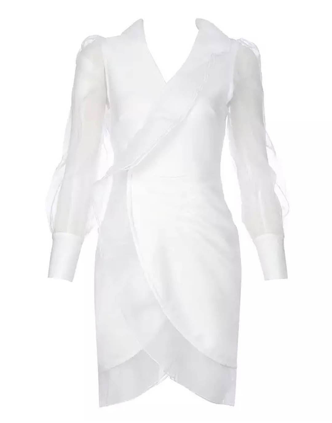 White Organza Sleeve Dress