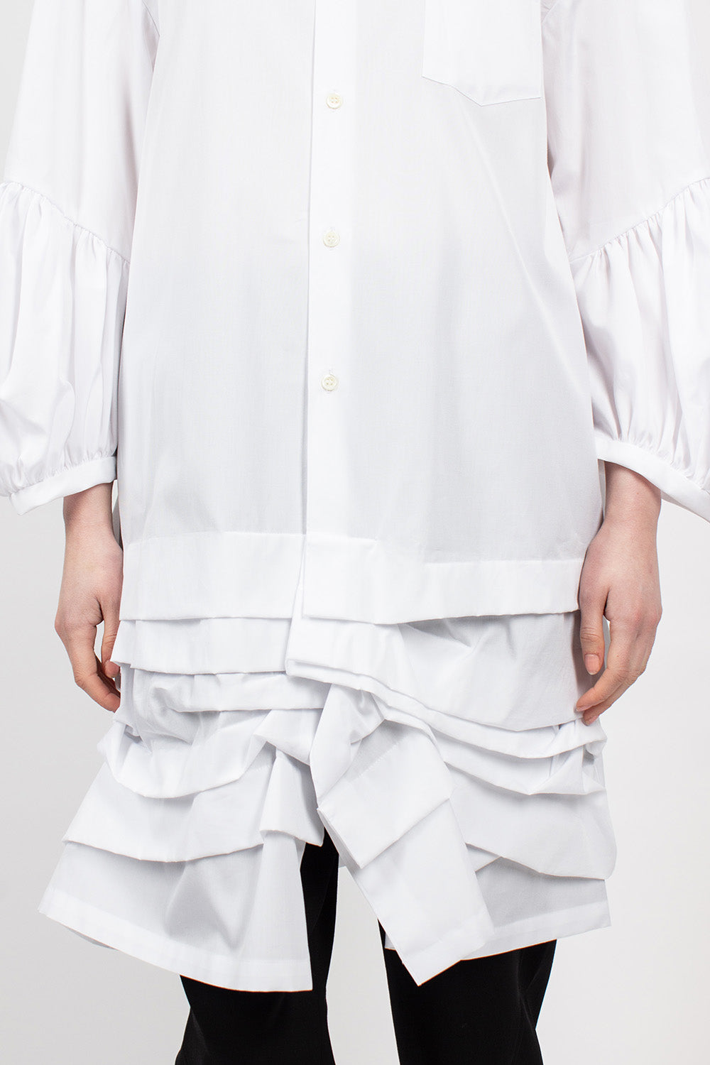 White Ruffle Shirt Dress