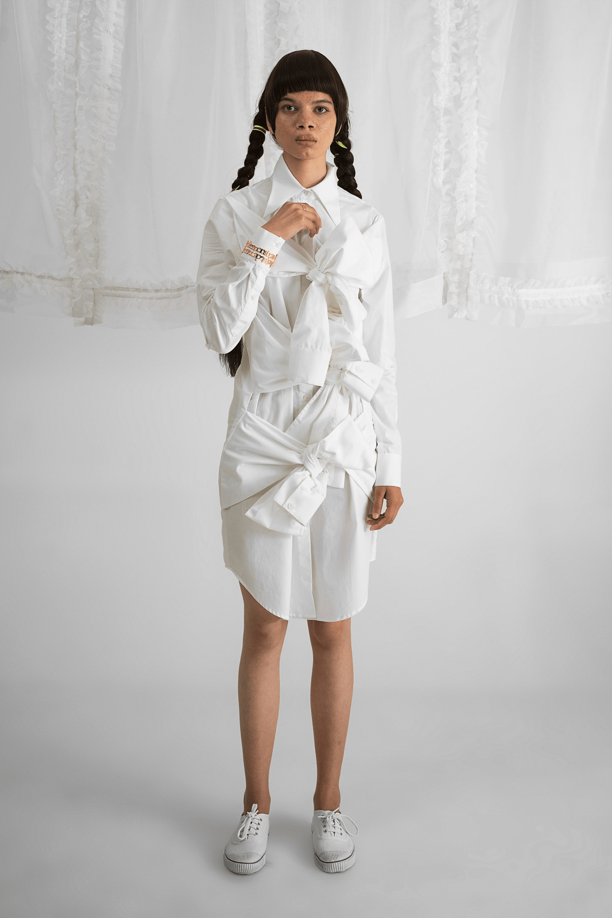 White Shirt Dress with Multiple Sleeves