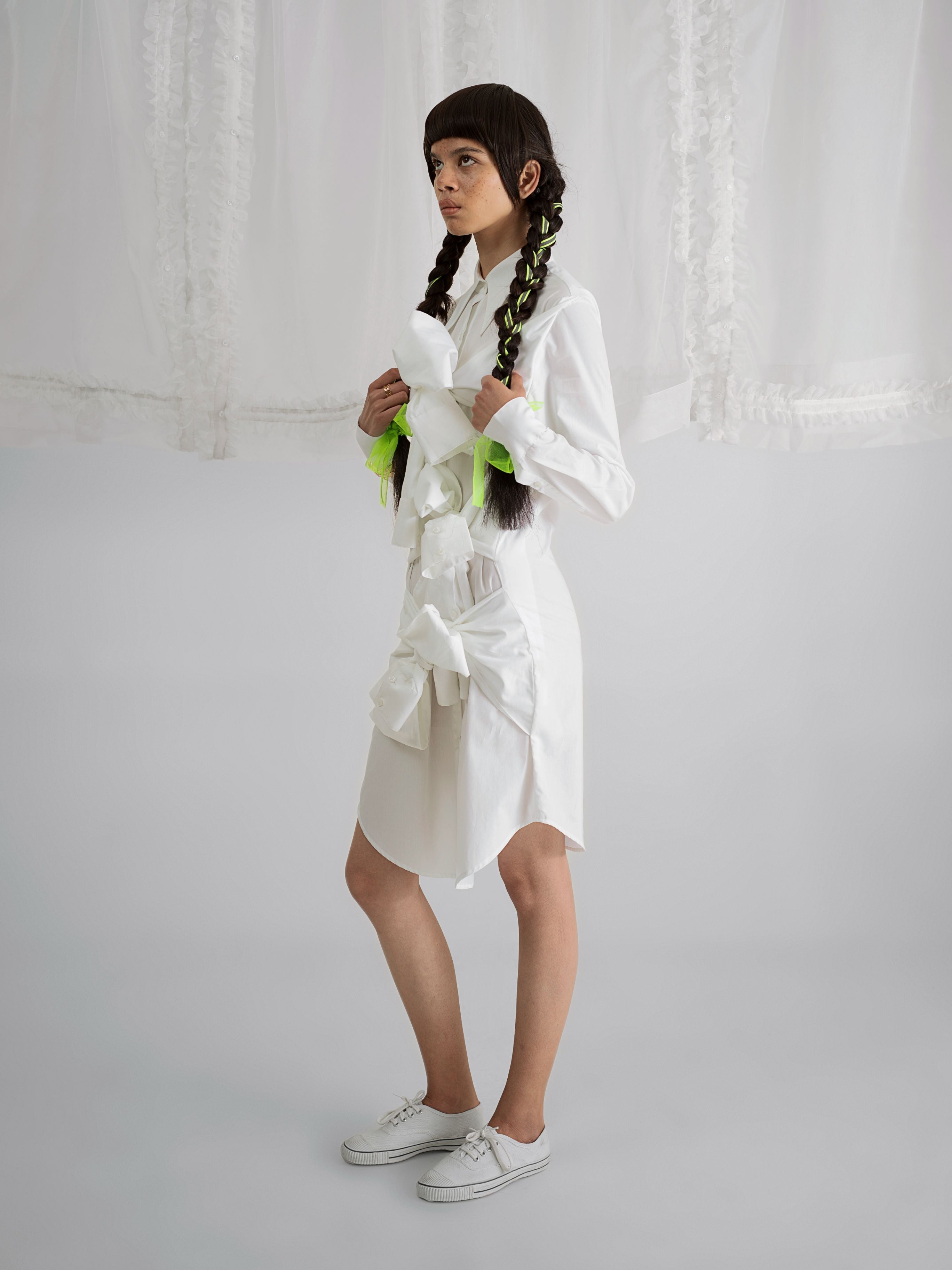 White Shirt Dress with Multiple Sleeves