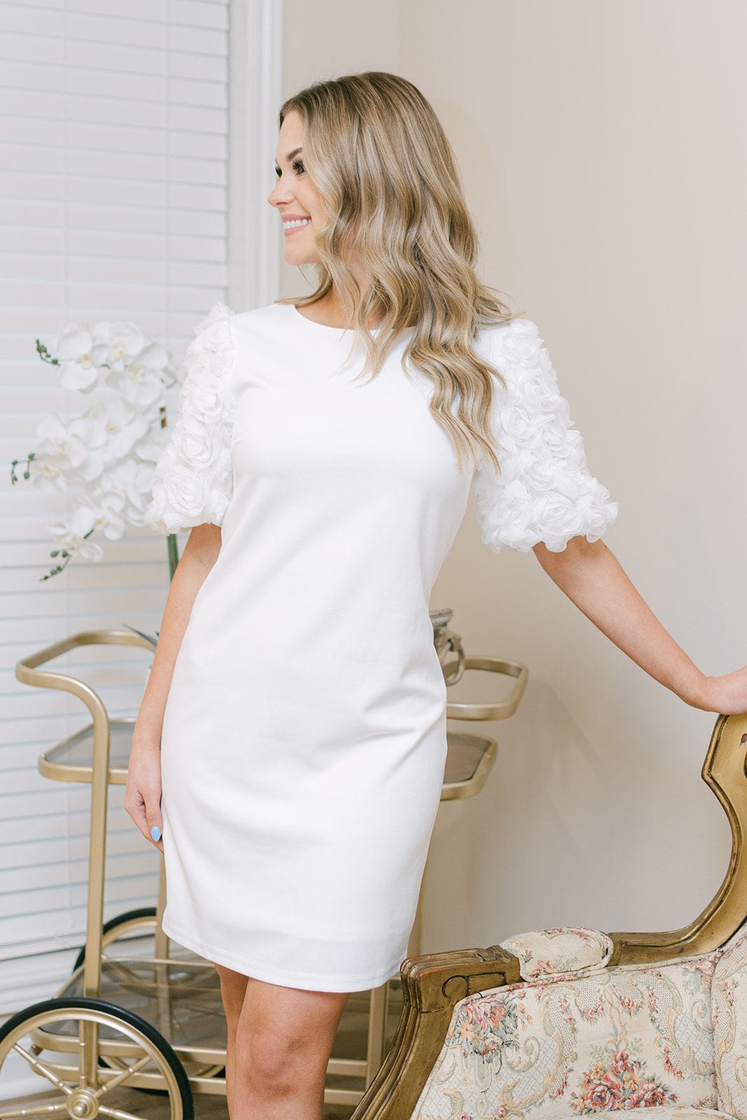 White Short Sleeve Dress