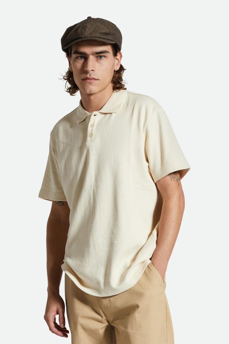 white waffle polo shirt