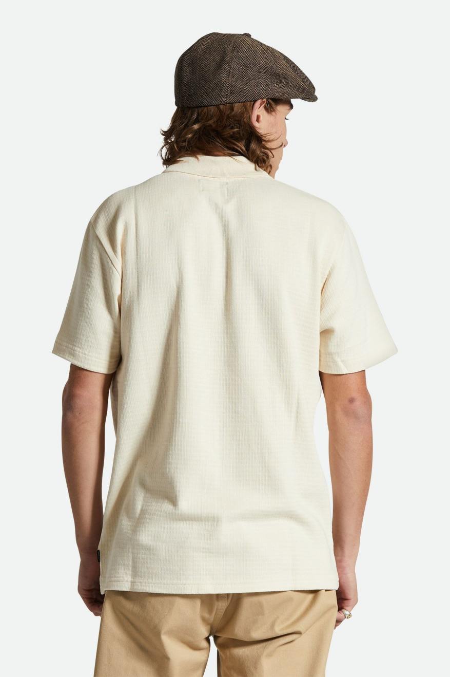 white waffle polo shirt