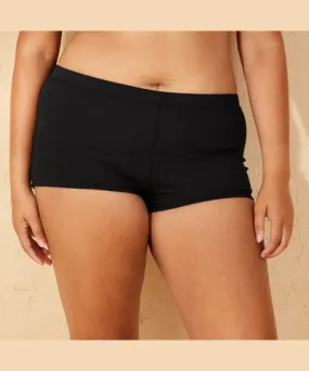 Women's Ribbed Textured Mid-Rise Cheeky Swim Boyshorts by Wild Fable