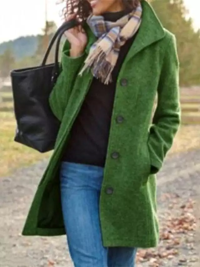 Winter Ladies' Windproof Wool Overcoat