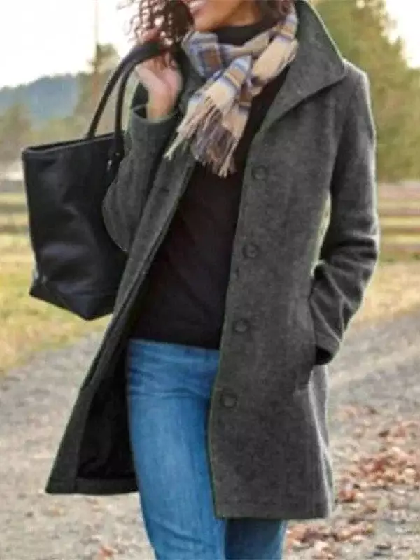 Winter Ladies' Windproof Wool Overcoat