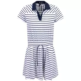 Women's RLX Short Sleeve Collared Stripe Dress White Navy SS24