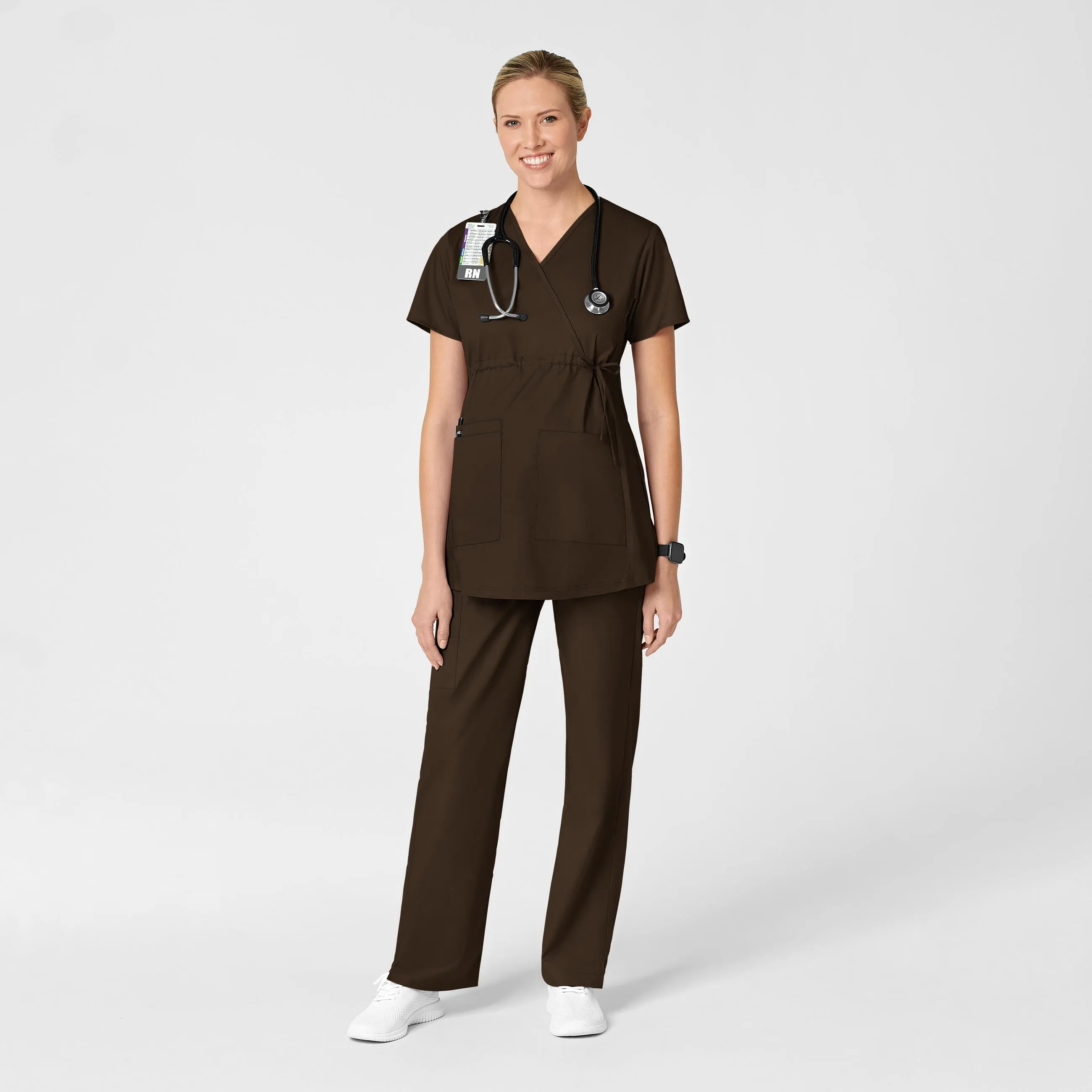 WonderWORK Maternity Cargo Scrub Pants - Chocolate