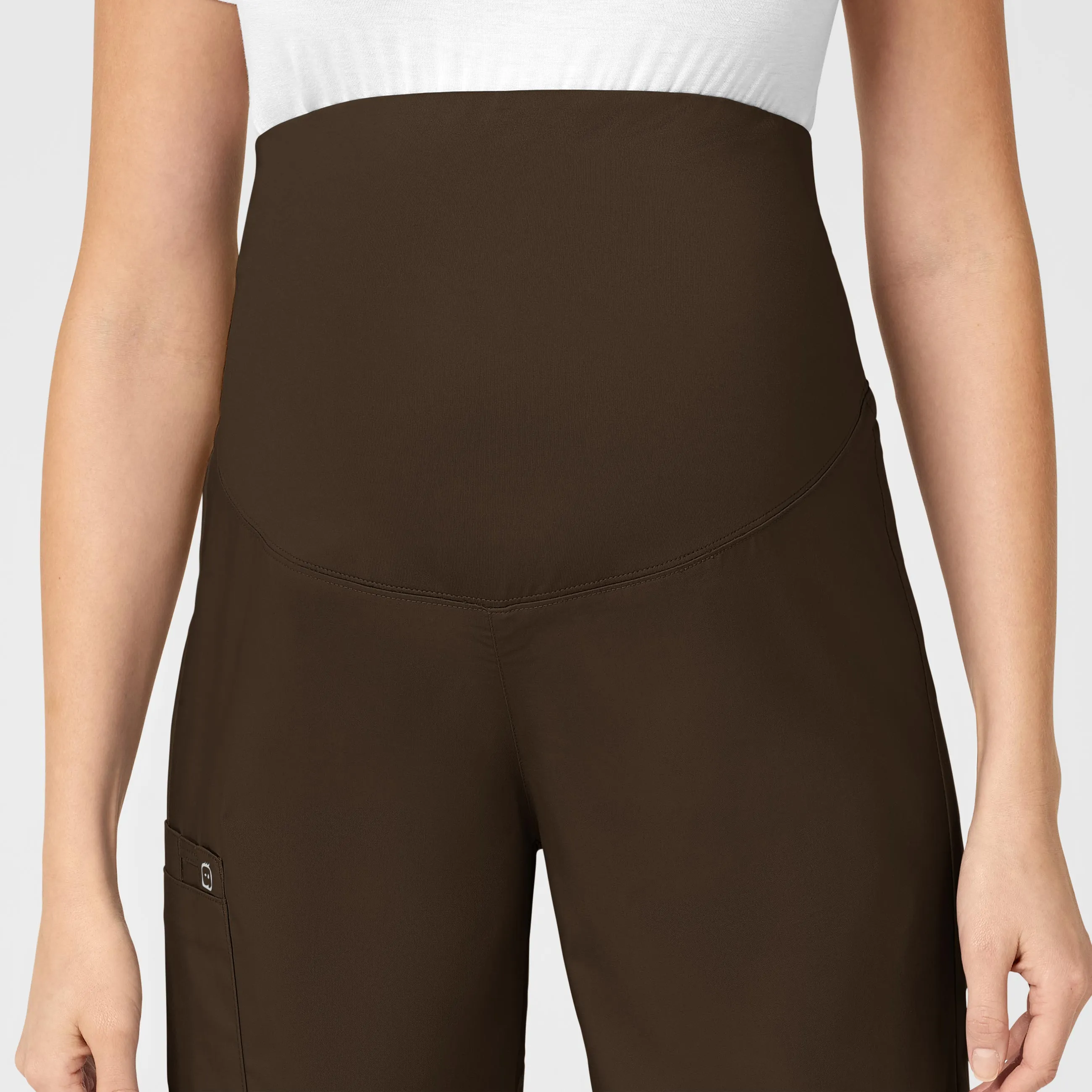 WonderWORK Maternity Cargo Scrub Pants - Chocolate