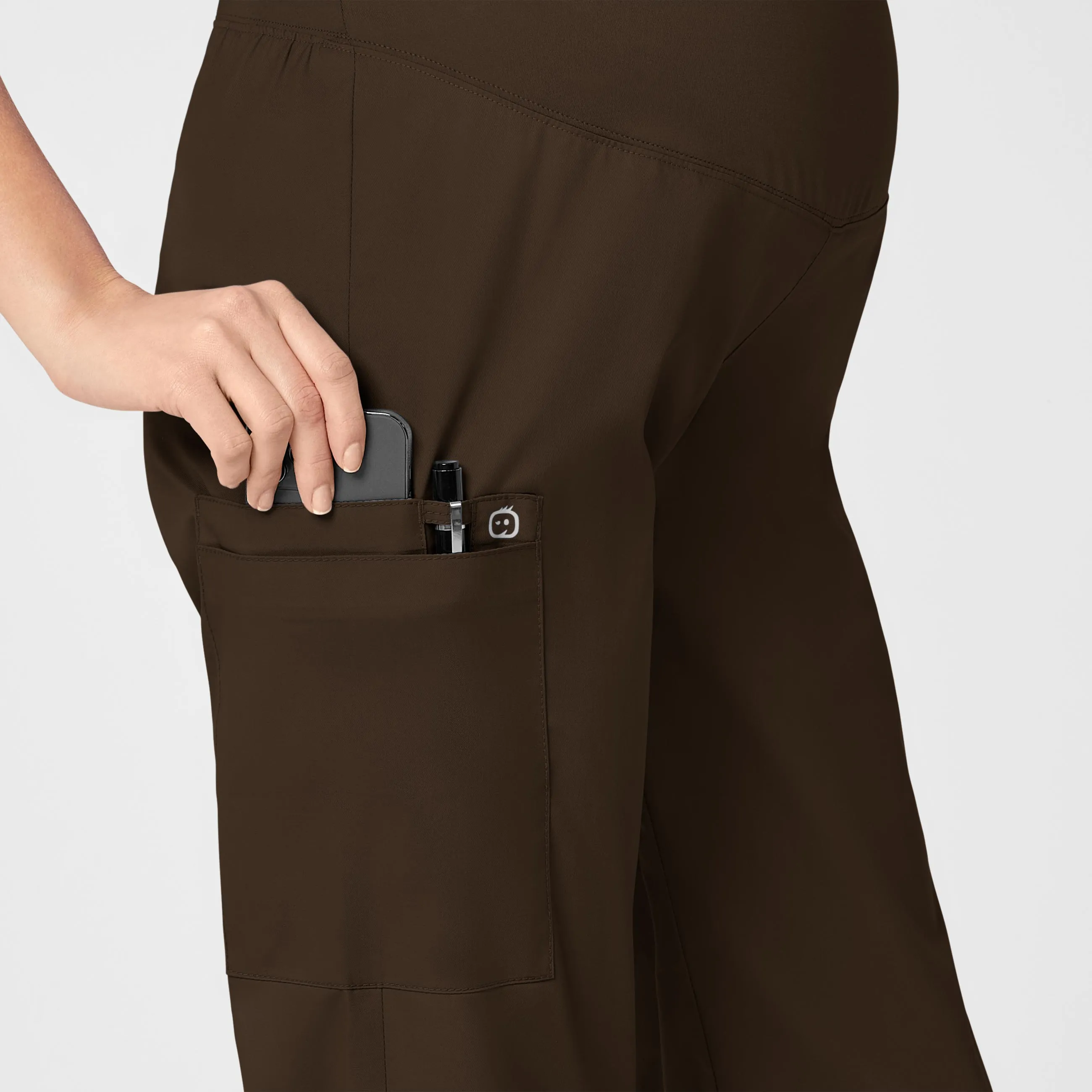 WonderWORK Maternity Cargo Scrub Pants - Chocolate