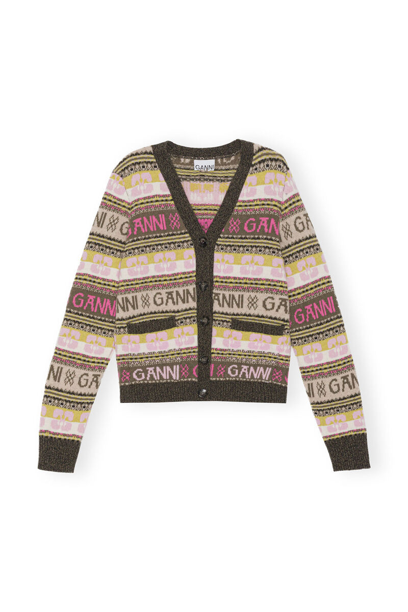 Wool Mix Cardigan with Logo - K2035