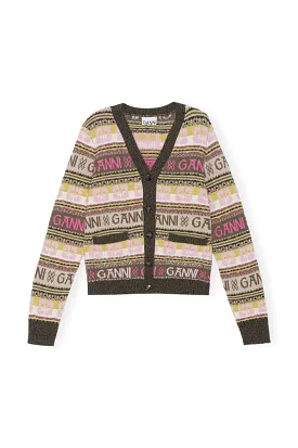 Wool Mix Cardigan with Logo - K2035