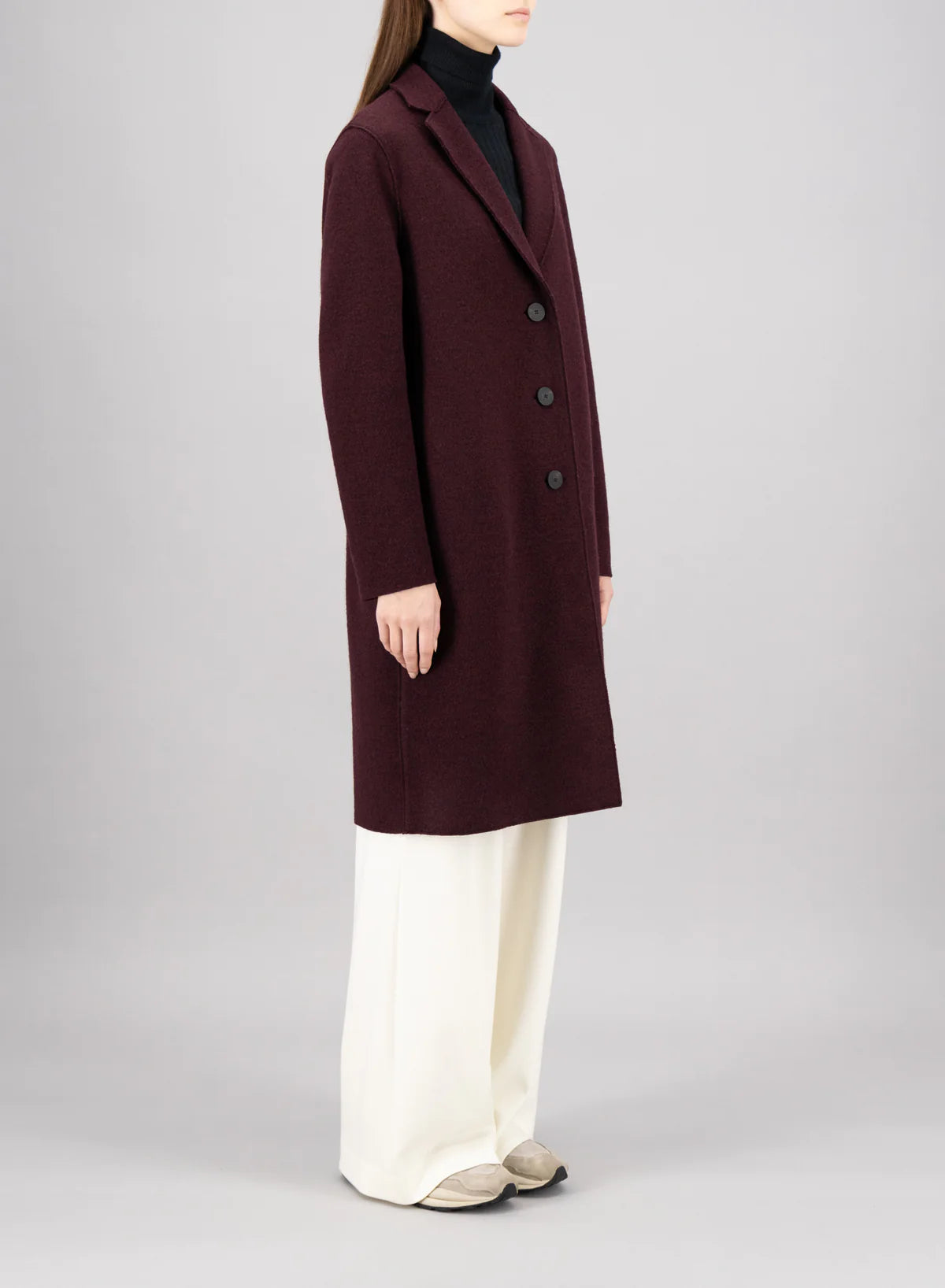 Wool Overcoat - Burgundy Mouline