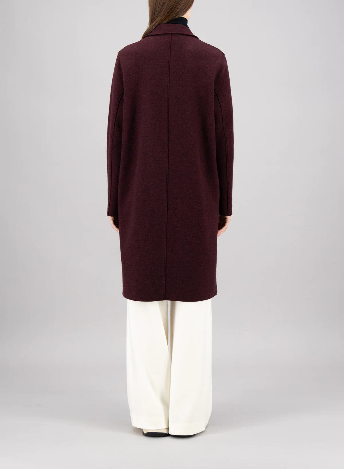 Wool Overcoat - Burgundy Mouline