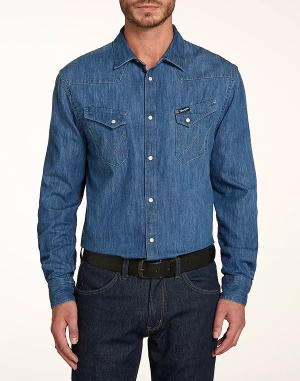 Wrangler Western Shirt - Indigo - Regular Fit - Google SEO