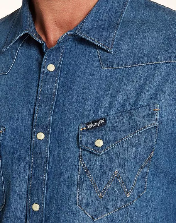 Wrangler Western Shirt - Indigo - Regular Fit - Google SEO