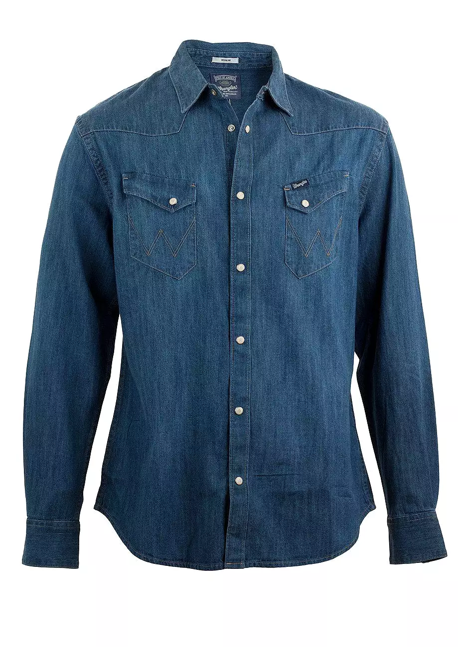 Wrangler Western Shirt - Indigo - Regular Fit - Google SEO