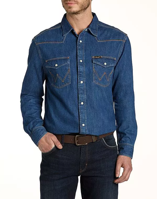 Wranlger Western Shirt - Indigo - Casual Fit