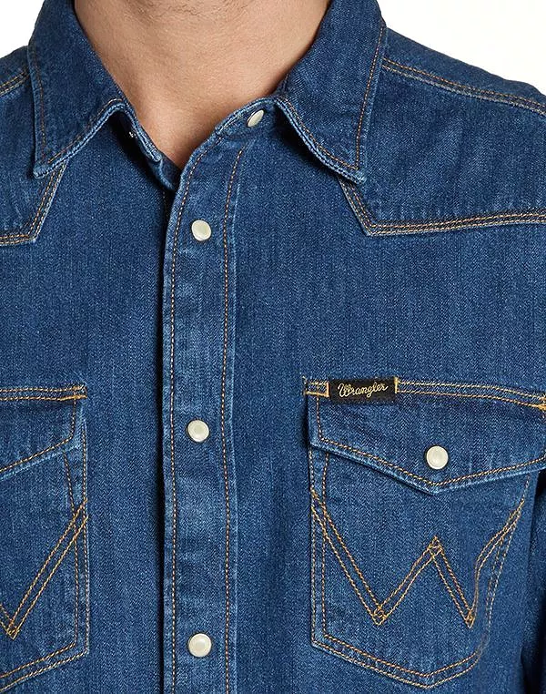 Wranlger Western Shirt - Indigo - Casual Fit