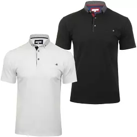 Xact Men's Polo Shirt - Short Sleeve, Contrast Collar & Button-Down