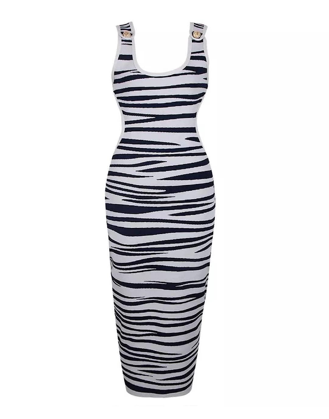 Zebra Print Long Knit Dress