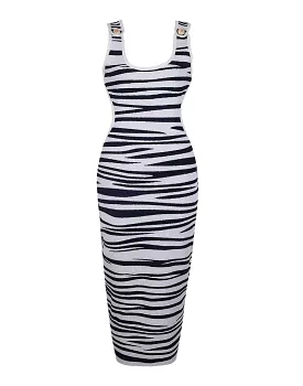 Zebra Print Long Knit Dress