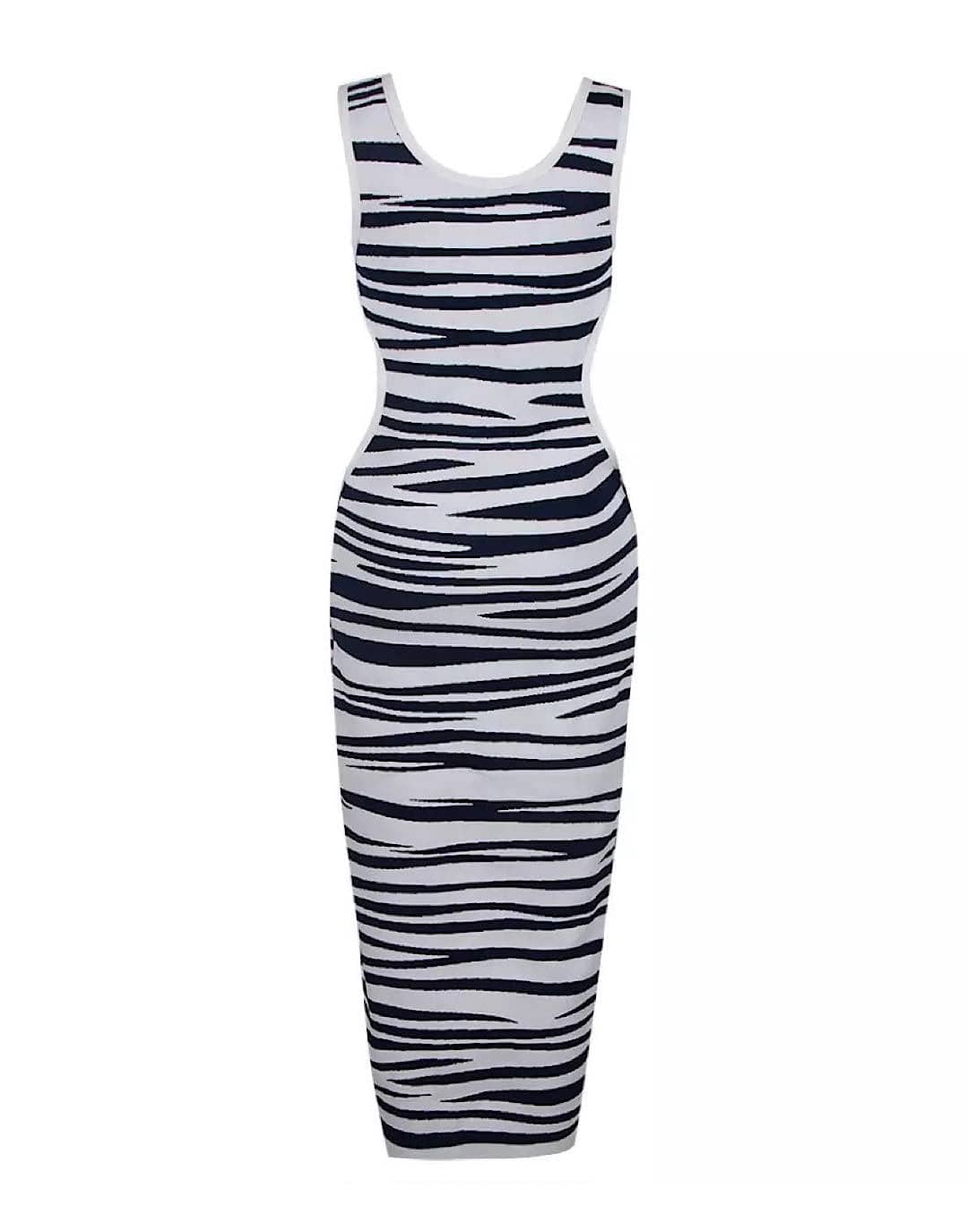 Zebra Print Long Knit Dress